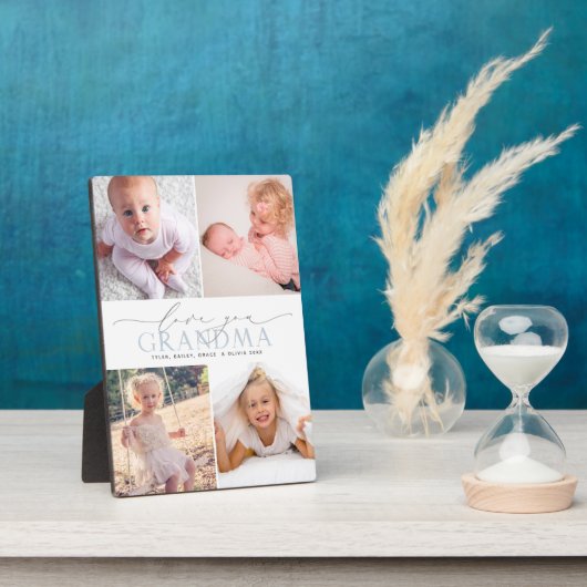 Custom Love You Grandma 4 Photo Collage Plaque Fotoplaat (Zijkant)