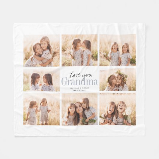 Custom Love You Grandma Grandchildren Photo Collag Fleece Deken (Voorkant (Horizontaal))