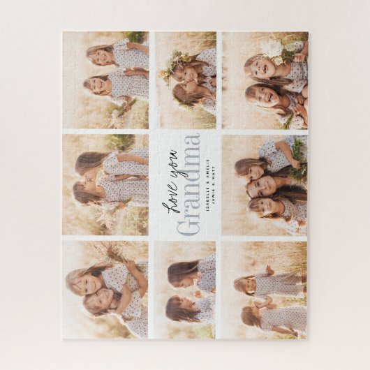 Custom Love You Grandma Grandchildren Photo Collag Legpuzzel (Verticaal)
