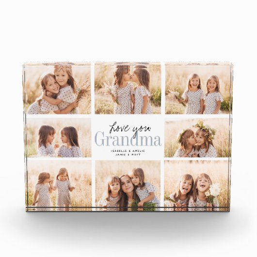 Custom Love You Grandma Moederdag Photo Collage Fotoblokken (Voorkant)
