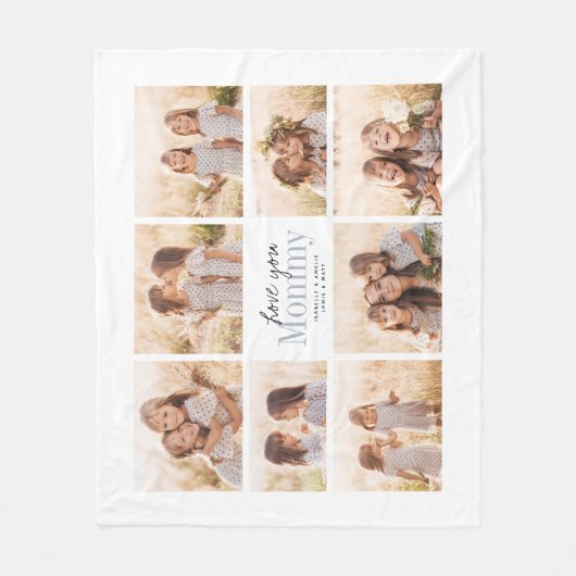 Custom Love You mammie Moederdag Photo Collage Fleece Deken (Voorkant)