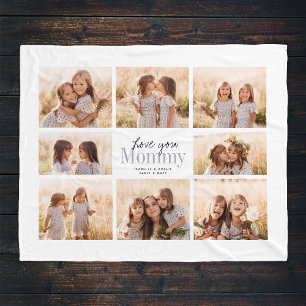 Custom Love You mammie Moederdag Photo Collage Fleece Deken