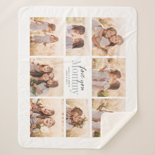 Custom Love You mammie Moederdag Photo Collage Sherpa Deken (Voorkant)