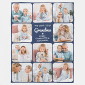 Custom Love You Oma Modern Navy Blauw 11 Foto Fleece Deken (Voorkant)