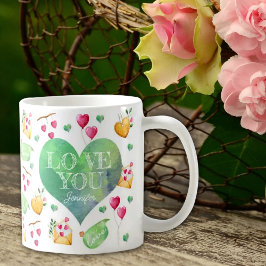 Custom Love You, Waterverf Valentijn Day Koffiemok