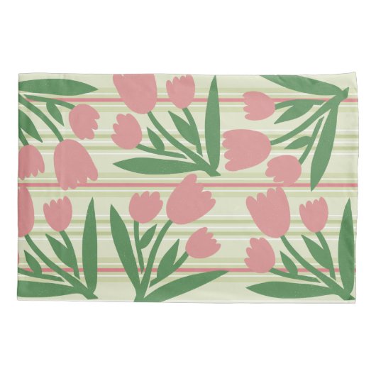Custom lovely pastel green and pink floral girly kussensloop (Achterkant)