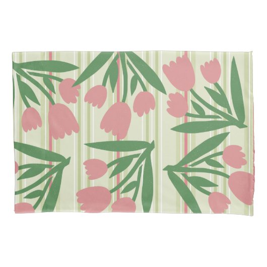 Custom lovely pastel green and pink floral girly kussensloop (Voorkant)