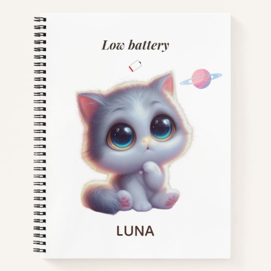 Custom Low Battery Cat Journal Notitieboek (Voorkant)