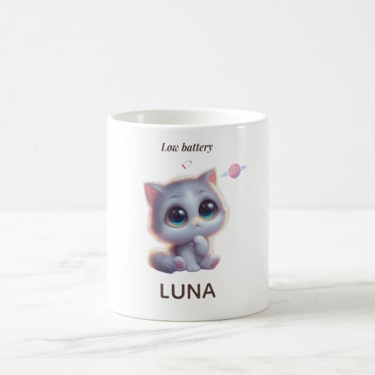 Custom Low Battery Cat Mug Koffiemok (Center)