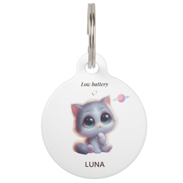 Custom Low Battery Cat Pet Tag Huisdierpenning (Voorkant)