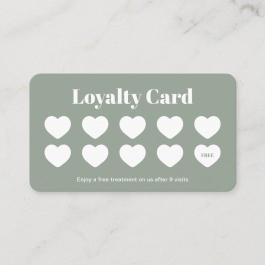 Custom Loyalty Kaart Eenvoudig Modern Sage Groen (Voorkant)