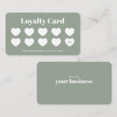 Custom Loyalty Kaart Eenvoudig Modern Sage Groen (Voorkant / Achterkant)