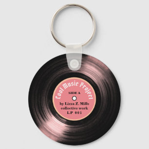 Custom LP Vinyl Record met haar naam roze Sleutelhanger