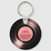 Custom LP Vinyl Record met haar naam roze Sleutelhanger (Achterkant)