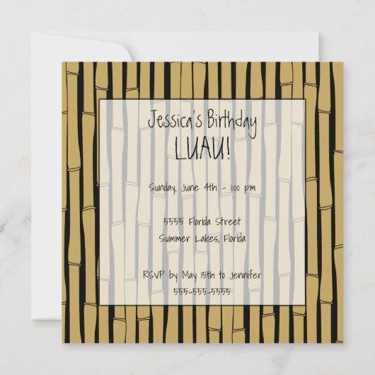 Custom Luau verjaardagsfeestje Kaart (Achterkant)