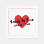 Custom Lucky In Love Hart Namen Koppels Douche Servet (Voorkant)