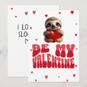 Custom Luiaard Ik hou van je traag veel grappige V Feestdagenkaart (Voorkant / Achterkant)