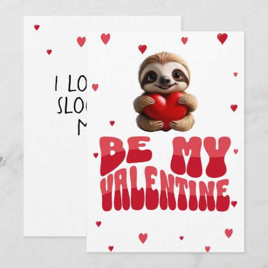 Custom Luiaard Ik hou van je traag veel grappige V Feestdagenkaart (Voorkant / Achterkant)