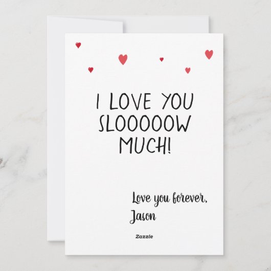 Custom Luiaard Ik hou van je traag veel grappige V Feestdagenkaart (Achterkant)