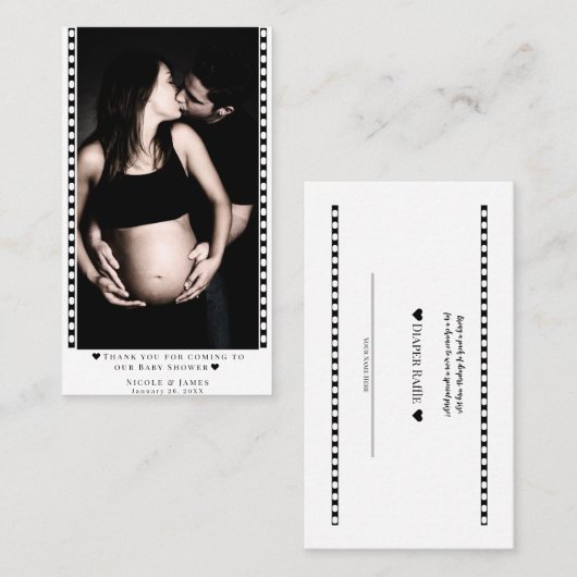 Custom Luier Raffle Baby shower Foto Prijs Kaarten Visitekaartje (Voorkant / Achterkant)