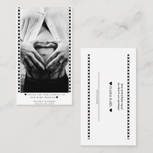 Custom Luier Raffle Baby shower Foto Prijs Kaarten Visitekaartje (Voorkant / Achterkant)