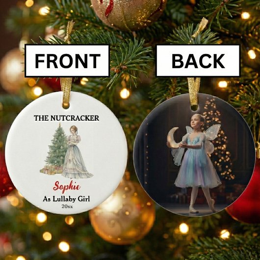 Custom Lullaby Girl Nutcracker Photo Christmas Keramisch Ornament