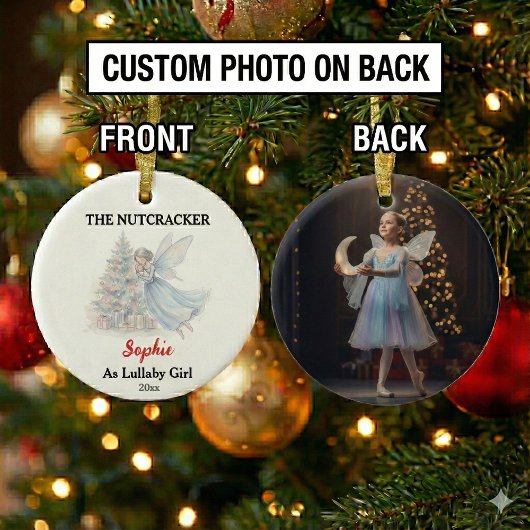 Custom Lullaby Girl Nutcracker Photo Christmas Keramisch Ornament