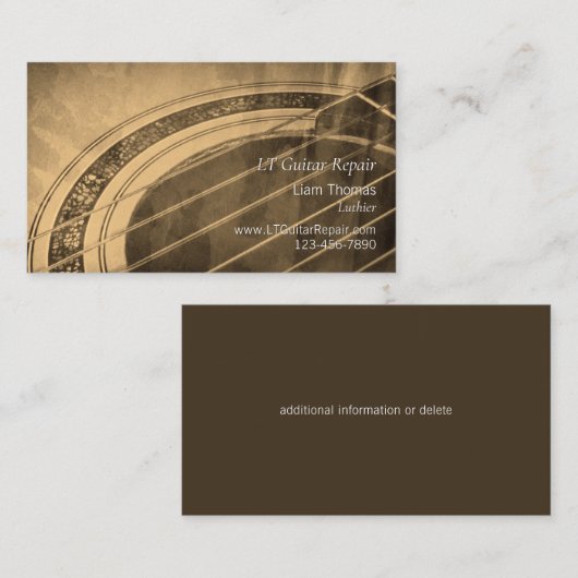 Custom Luthier ambachtsman akoestische gitaar Visitekaartje (Voorkant / Achterkant)
