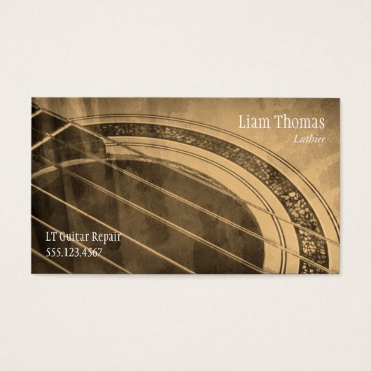 Custom Luthier ambachtsman akoestische gitaar Visitekaartjes (Voorkant)