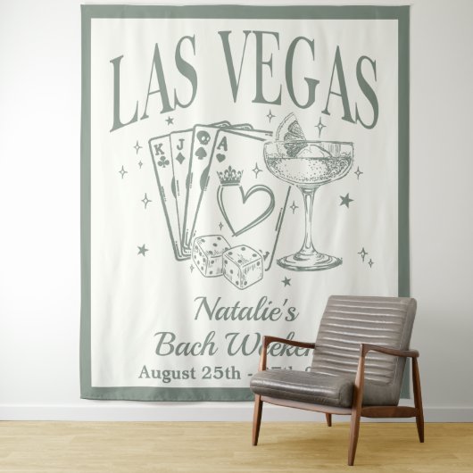 Custom Luxe Las Vegas Bachelorette Party Banner Wandkleed (In situ)