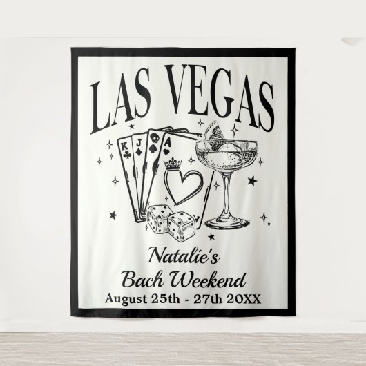 Custom Luxe Las Vegas Bachelorette Party Banner Wandkleed (Voorkant)