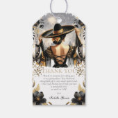 Custom Luxe Zwart Goud Quinceañera Cadeaulabel (Voorkant)