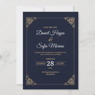 Custom Luxury Gold Wedding Invitation  Kaart