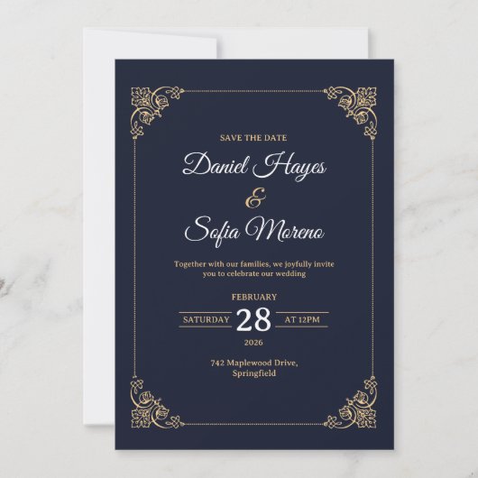 Custom Luxury Gold Wedding Invitation  Kaart (Voorkant)