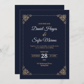 Custom Luxury Gold Wedding Invitation  Kaart (Voorkant / Achterkant)