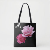 Custom M monogram  roze roos moderne bloemen Tote Bag (Voorkant)