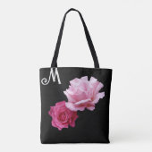 Custom M monogram roze roos moderne bloemen Tote Bag (Achterkant)