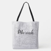 Custom M script Monogram Zwart grijs Tote Bag (Achterkant)