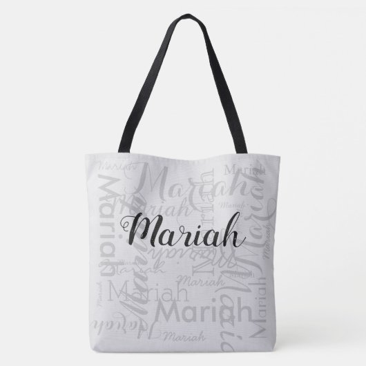 Custom M script Monogram Zwart grijs Tote Bag (Achterkant)