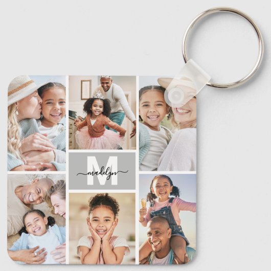 Custom Maak je eigen 6 foto collage Sleutelhanger (Achterkant)