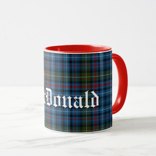 Custom MacDonald Scottish Clan Tartan Pset Mok (Voorkant rechts)