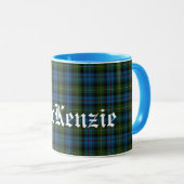 Custom MacKenzie Scottish Clan Tartan Pset Mok (Voorkant rechts)