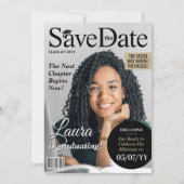 Custom Magazine Afstuderen Save the Date Invite Feestdagenkaart (Voorkant)
