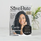 Custom Magazine Afstuderen Save the Date Invite Feestdagenkaart (Staand voorkant)
