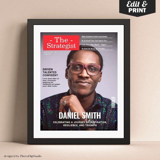 Custom Magazine Cover, Business Gift Entrepreneur Poster