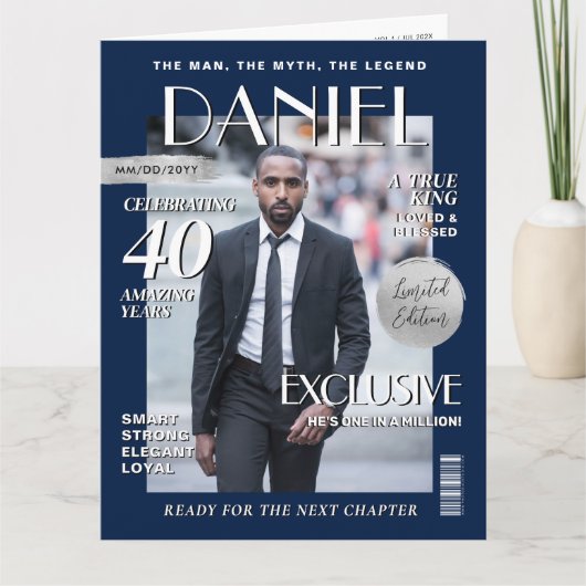 Custom Magazine Greeting Card, Fun Modern Birthday Kaart (Voorkant)