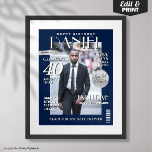 Custom Magazine Hoesje, Moderne Verjaardagsportret Poster