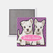 Custom Magnet dubbele moeite leuke puppies. (Voorkant / Achterkant)