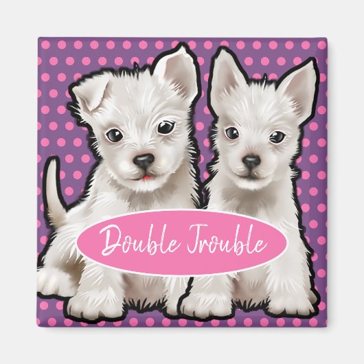 Custom Magnet dubbele moeite leuke puppies. (Voorkant)