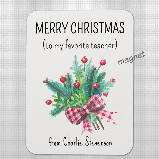 Custom Magnet Favorite Teacher Merry Christmas Magneet